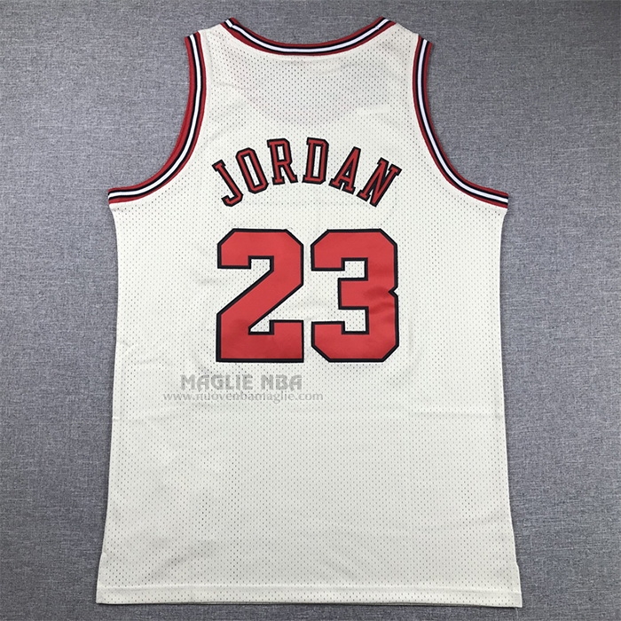 Maglia
 Michael Jordan NO 23 Chicago Bulls Mitchell & Ness Chainstitch Crema

